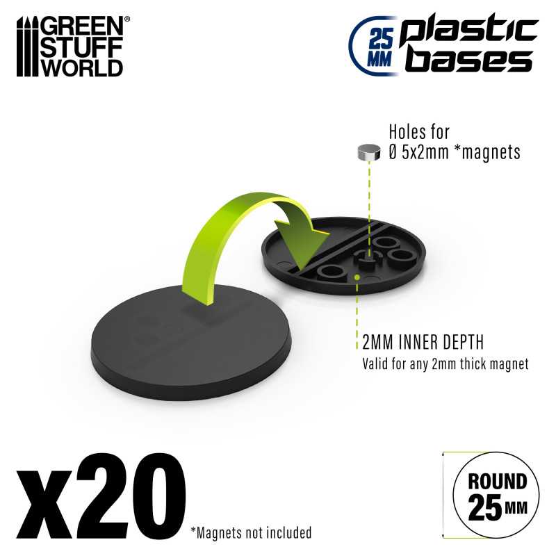 GSW 25mm round black plastic bases