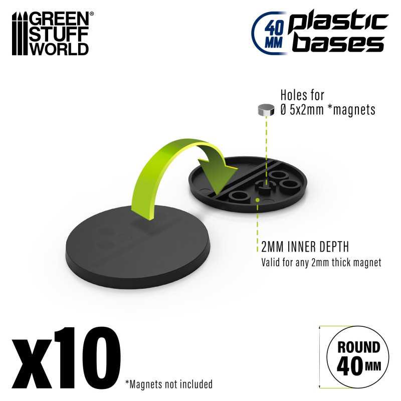 GSW 40mm round black plastic bases